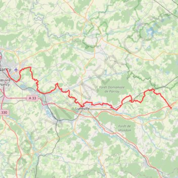 GR534 De Nancy à Blâmont (Meurthe-et-Moselle) GPS track, route, trail