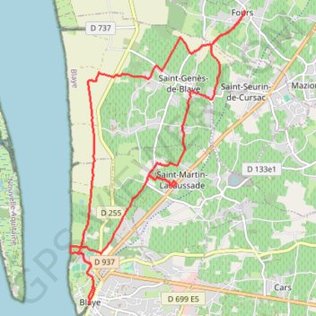 🚴 Trace de la Citadelle de Blaye a Fours GPS track, route, trail