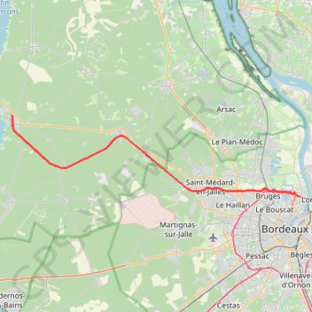 Piste cyclable Bordeaux - Lacanau GPS track, route, trail