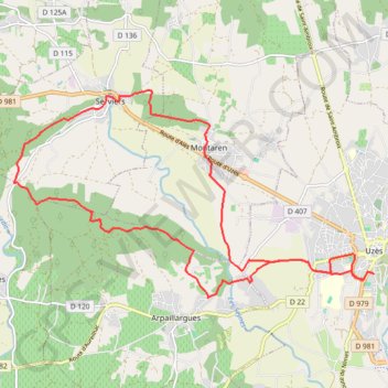 3 Uzès Le grand Serre 24 km + 400m (Depart Arenes d'Uzes) GPS track, route, trail