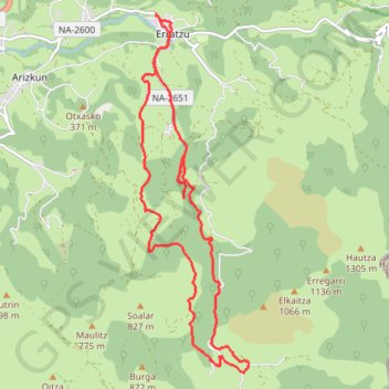 La Cascade Xorroxin et le Dolmen Inarbegi depuis Erratzu GPS track, route, trail