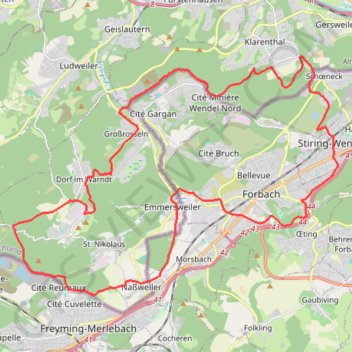 Merlebach petite rosselle schoeneck GPS track, route, trail