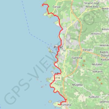 Funtana - Cervar - Funtana GPS track, route, trail