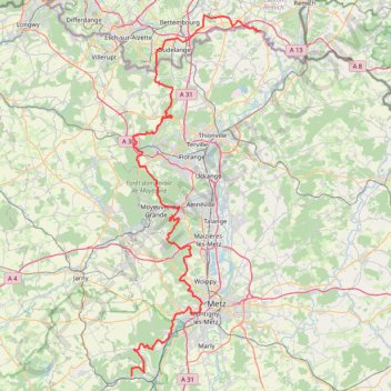 GR5 De Mondorff (Moselle) à Bayonville-Sur-Mad (Meurthe-et-Moselle) GPS track, route, trail