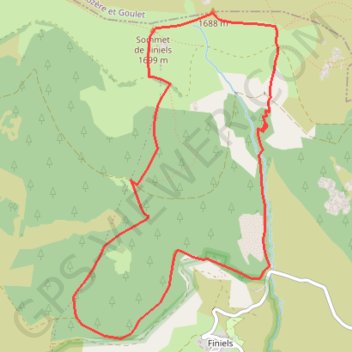 Balade au sommet du Finiels GPS track, route, trail