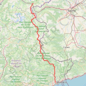 Traversée des Alpes de Modane à Nice GPS track, route, trail