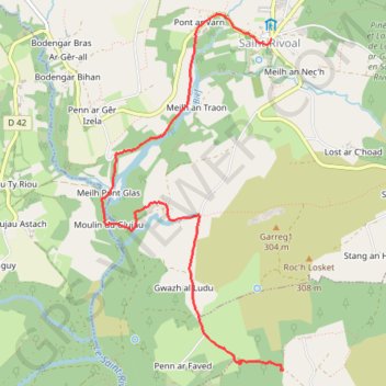 Les Monts d'Arrée, jour 1 GPS track, route, trail