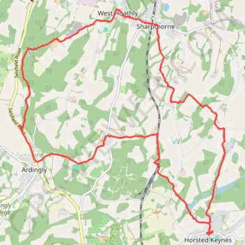 Walk - Ardingly, West Hoathly, Horsted Keynes GPS track, route, trail