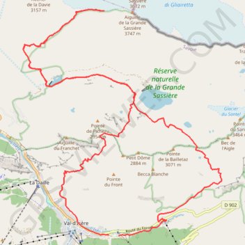 Optional("grande sassière") GPS track, route, trail