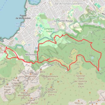 Mont Rose - Marseilleveyre GPS track, route, trail
