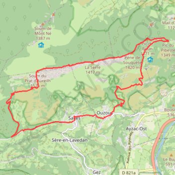 Les Crêtes du Pibeste GPS track, route, trail