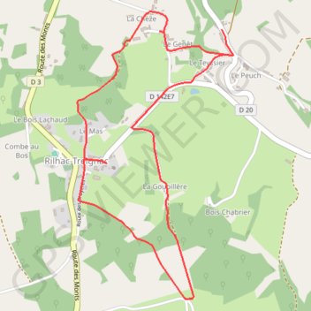 Le circuit des fours - Rilhac-Treignac GPS track, route, trail