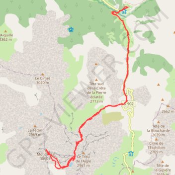 Le Mont Pelat depuis La Bayasse GPS track, route, trail