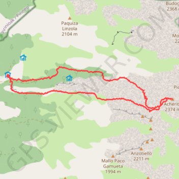 Mallo de Acherito depuis le refuge de Linza GPS track, route, trail