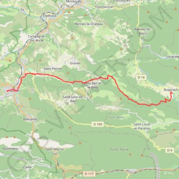 Sentier Cathare - de Quillan à Bugarach GPS track, route, trail