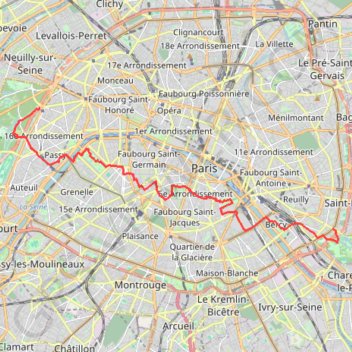 Traversée de Paris - Du Bois de Boulogne au Bois de Vincennes GPS track, route, trail