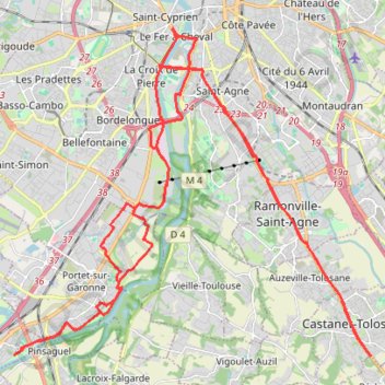Castanet-Tolosan Roques sur Garonne GPS track, route, trail