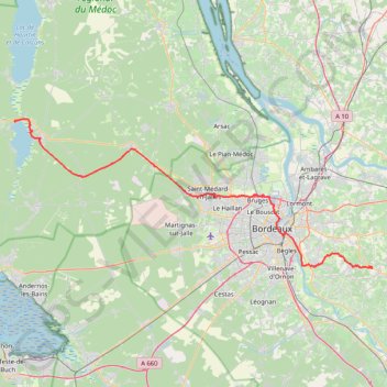 Lacanau Créon GPS track, route, trail
