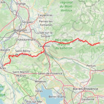 GR653D De Céreste (Alpes-de-Haute-Provence) à Arles (Bouches-du-Rhône) GPS track, route, trail