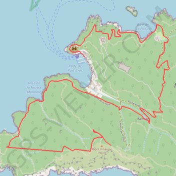 Port-Cros du fortin de la Vigie au port GPS track, route, trail