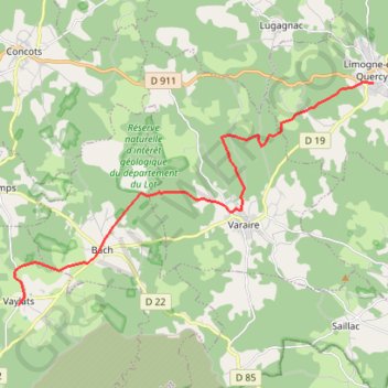 Limogne - Vaylats GPS track, route, trail