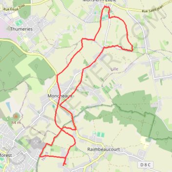 Autour de Raimbeaucourt par Mons-en-Pévèle GPS track, route, trail