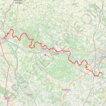 GR 4 : De Saintes (Charente-Maritime) à Mouthiers-sur-Boëme (Charente) GPS track, route, trail
