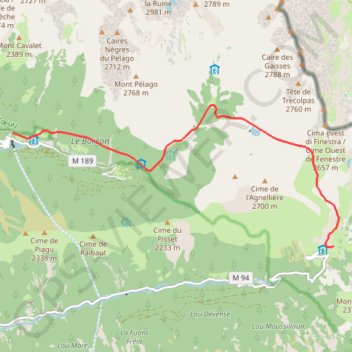 Le boreon-la madone de fenestre GPS track, route, trail