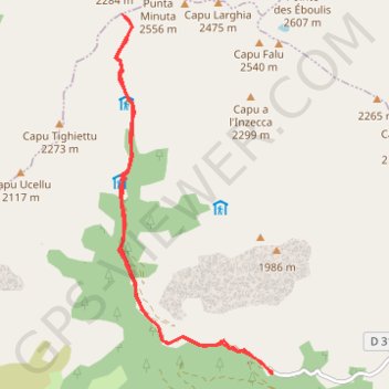 Haute Corse - variante GR20 - Forêt domaniale Albertacce après Calasima - Bergerie de Ballone - Refuge de Tighiettu - Bocca Minuta - Sud du Cirque de la Solitude GPS track, route, trail