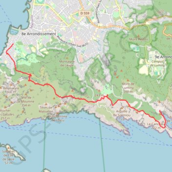 Morgiou - La Madrague GPS track, route, trail