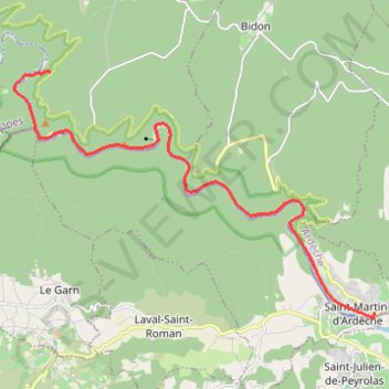Gorges de l'ardèche, vue d'en bas GPS track, route, trail