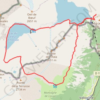 Les traces de dinosaures au-dessus du vieux Emosson GPS track, route, trail