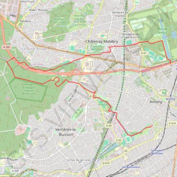 Antony - Le Ru des Godets GPS track, route, trail