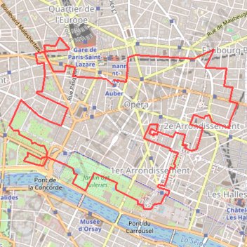 Paris -Auber - Elysée - Tuileries - Auber GPS track, route, trail