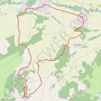 Les Cinq villages par Saint-Cirq-sur-Couze GPS track, route, trail