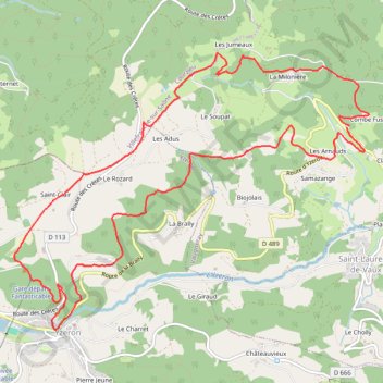 Boucle combes fusils yzeron GPS track, route, trail