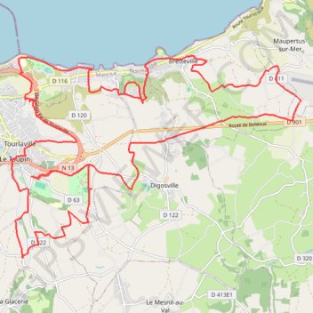 Tourlaville - Bretteville - Maupertus-sur-mer - La Glacerie GPS track, route, trail