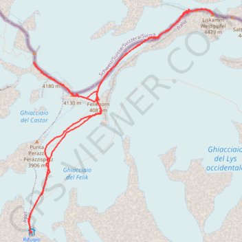 Castor et Liskamm W GPS track, route, trail