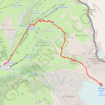 Marche d'approche au refuge Albert Premier GPS track, route, trail