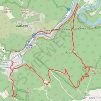 OVČAR: Dom - Ratkova staza - VRH OVČARA (985 m) - Sretenje -... GPS track, route, trail