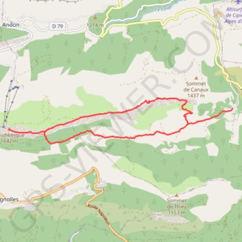 Randonnée 2 : Montagne de l'Audibergue en boucle depuis Canaux GPS track, route, trail