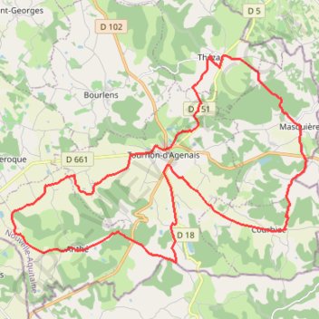 Circuit de la bastide de Tournon-d'Agenais GPS track, route, trail