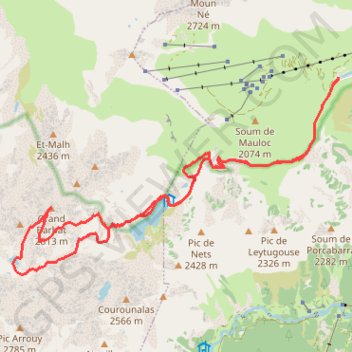 Le Grand Barbat par la voie Ledormeur (retour brèche Hourat) GPS track, route, trail