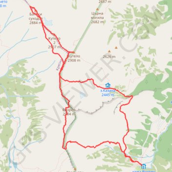 Vihren hut - Vihren - Koncheto - Banski Sukodol - Kazana - V... GPS track, route, trail