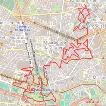Paris - de la cité internationale aux Gobelins GPS track, route, trail