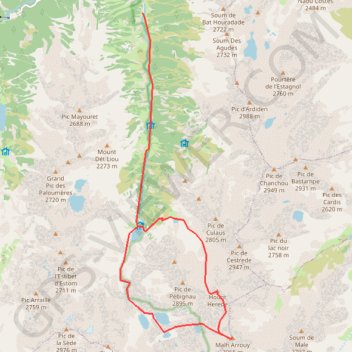 Malh Arrouy et Soum de Hount Hérède depuis la Fruitière GPS track, route, trail