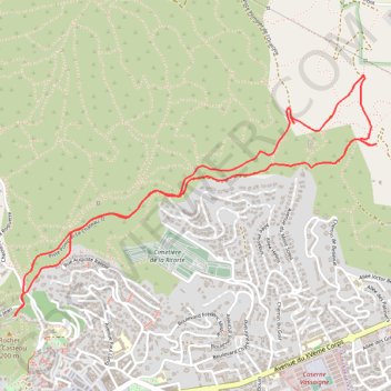 Du château d'Hyères vers le quartier de l'Oratoire GPS track, route, trail