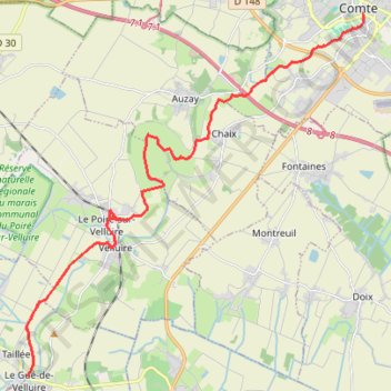 De Fontenay-Le-Comte au Gué de Velluire GPS track, route, trail