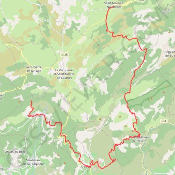 GR74 Randonnée de Saint Maurice Navacelles à Saint Privat (Hérault) GPS track, route, trail