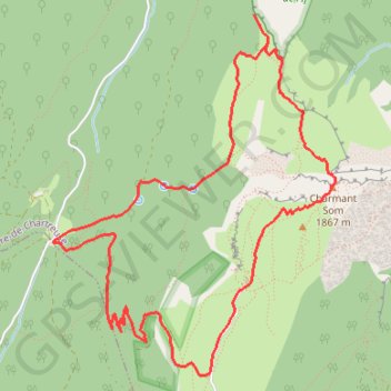 Le Charmant Som depuis le Col de la Charmette GPS track, route, trail